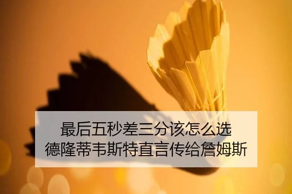 最后五秒差三分该怎么选 德隆蒂韦斯特直言传给詹姆斯